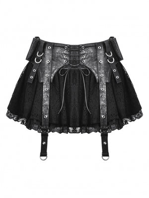 DARK IN LOVE PU LACE MINI SKIRT KW361