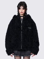 MINGA BUNNY EAR FAUX FUR JACKET