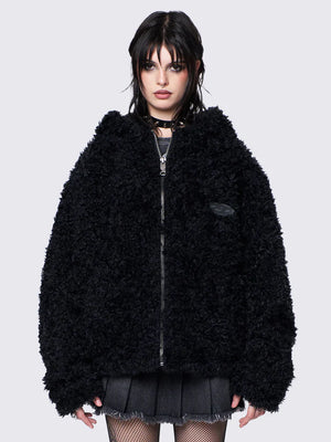 MINGA BUNNY EAR FAUX FUR JACKET