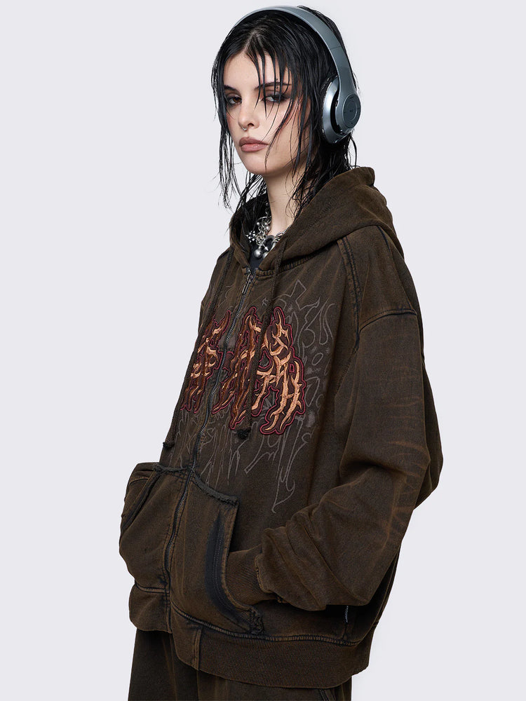 MINGA FAITH WASH ZIP UP HOODIE