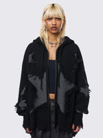 MINGA LONDON STARSHATTER KNITTED ZIP UP HOODIE