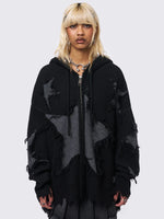 MINGA LONDON STARSHATTER KNITTED ZIP UP HOODIE