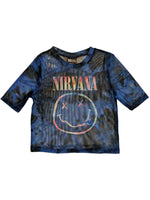 NIRVANA GELB HAPPY FACE MESH CROP BLAU