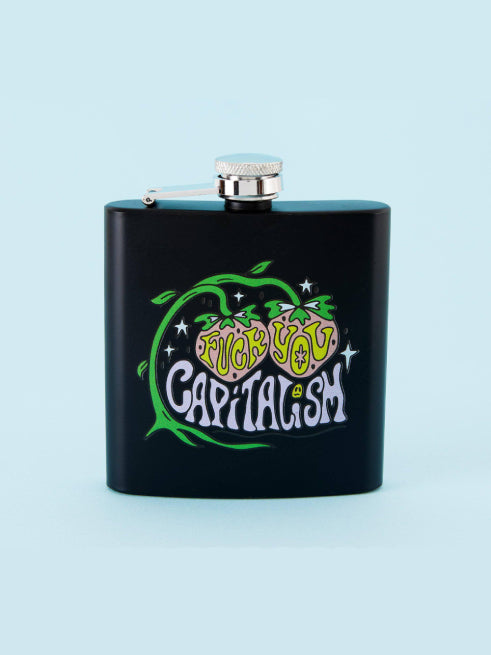 PUNKY PINS FUCK YOU CAPITALISM HIP FLASK BLACK