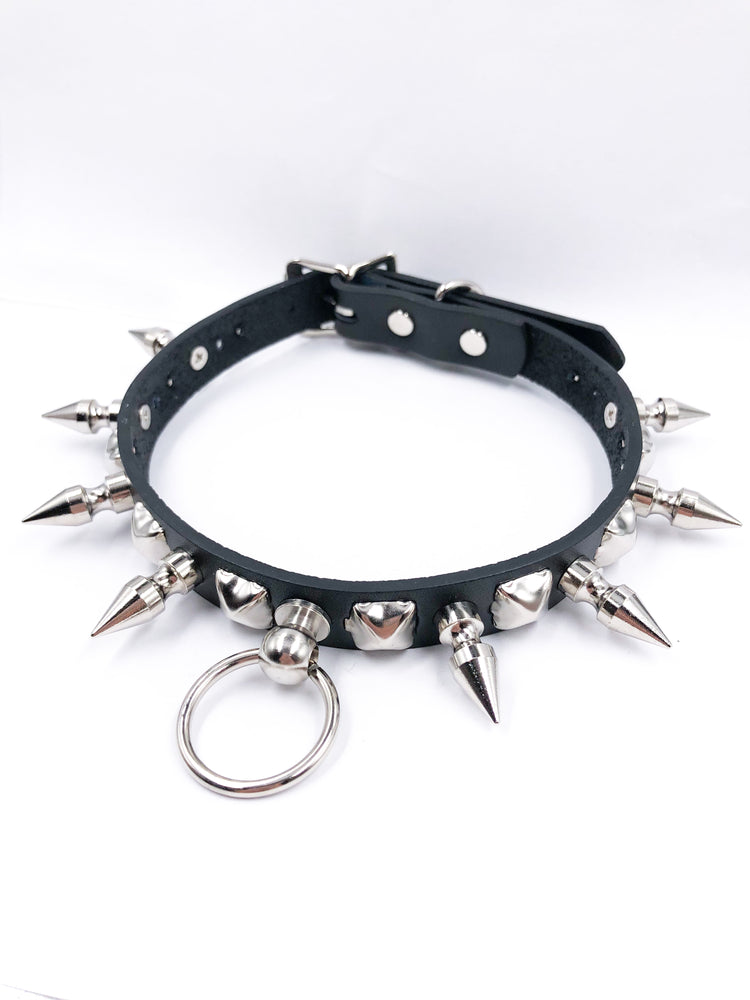 FUNK PLUS STUD CHOKER WITH SPIKES AND RING FC603