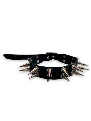 BLACK CHOKER WITH SPIKES DOUBLE