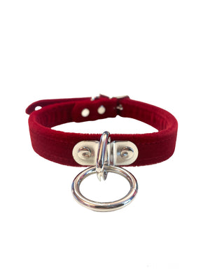 FUNK PLUS RED VELVET CHOKER WITH RING FC264